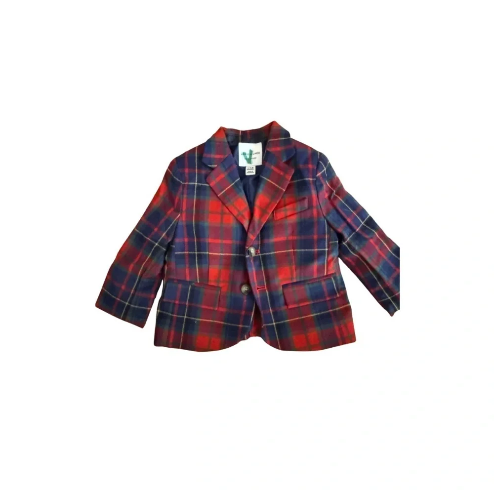 Janie and Jack Plaid Kids Jacket - Red and Blue